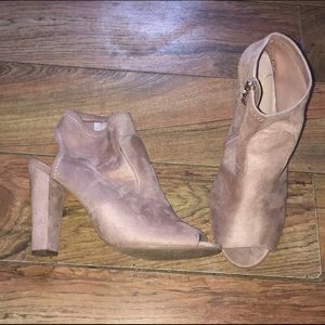Open Toe Pastel Pink Chunky Heels (10 W)